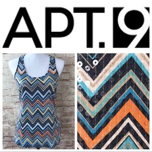 Apt.9 Multicolored Chevron Tank Top Clear Sequins